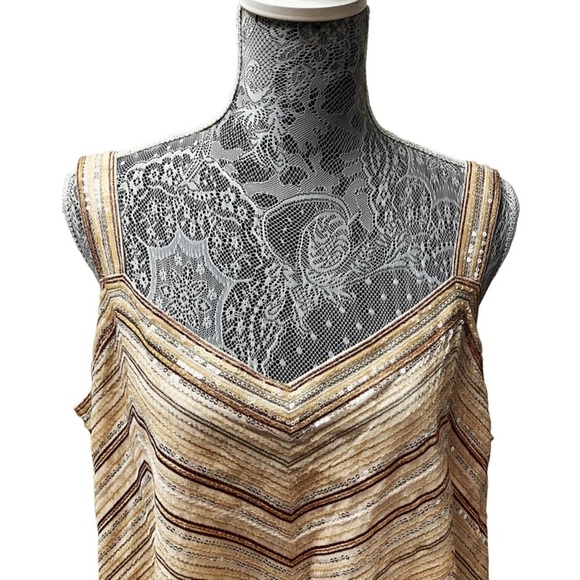 LIZ CLAIBORNE Tank Top Shell SZ X-Large Champagne Sequin Viscose Lined - Picture 5 of 8